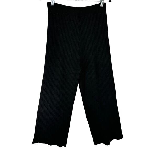 Petal and Pup High Rise Wide Leg Ribbed Pants Black Elastic Waist size S/M - Picture 4 of 4
